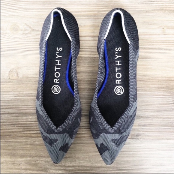 Rothy's Shoes - Rothys Black Grey Camo Pointed Toe Flats Size 6